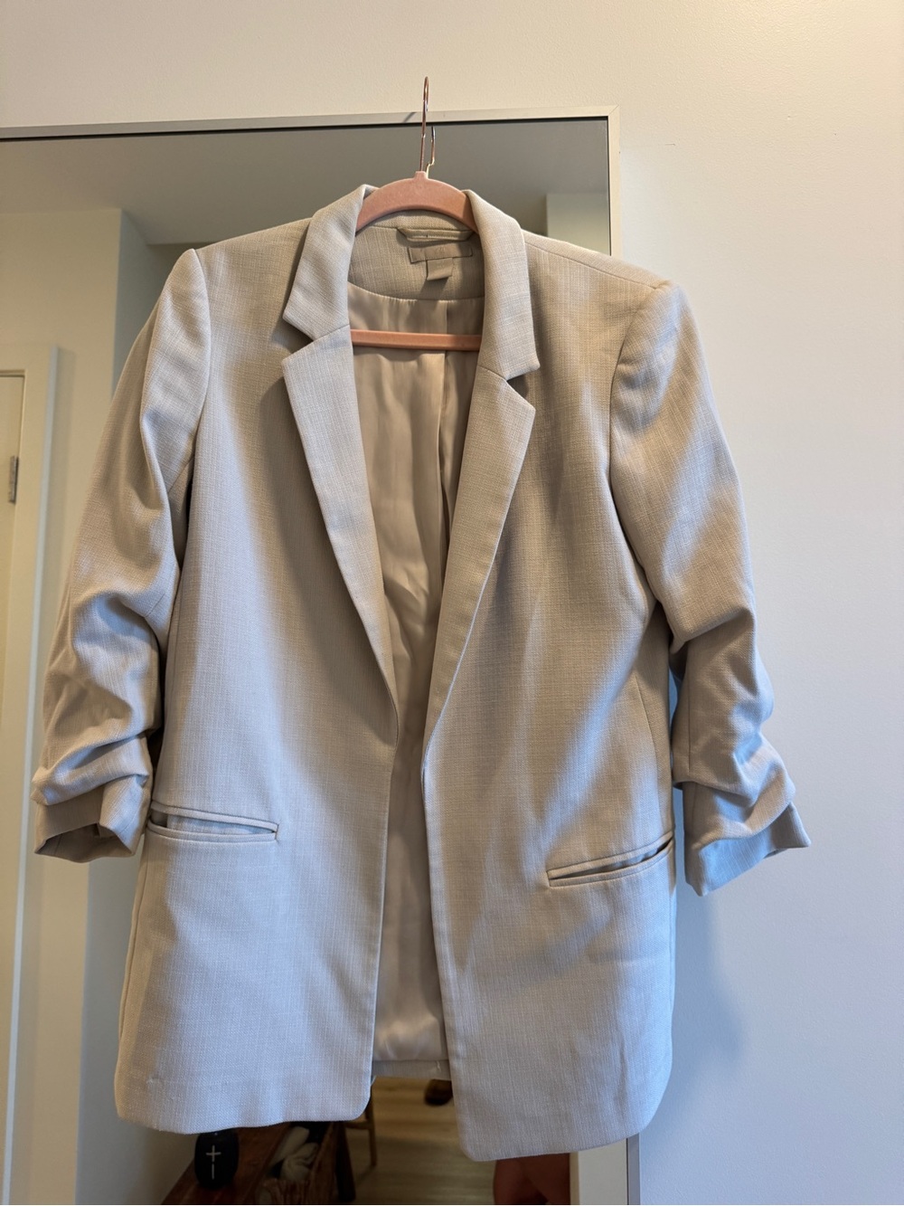H&M Light Beige Blazer - Single-Breasted Tailored Sport Coat